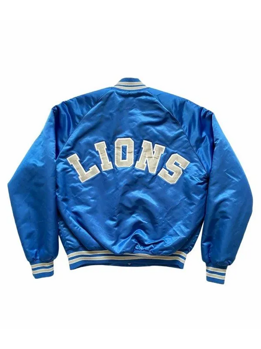 Detroit Lions Blue Satin Jacket – Back View