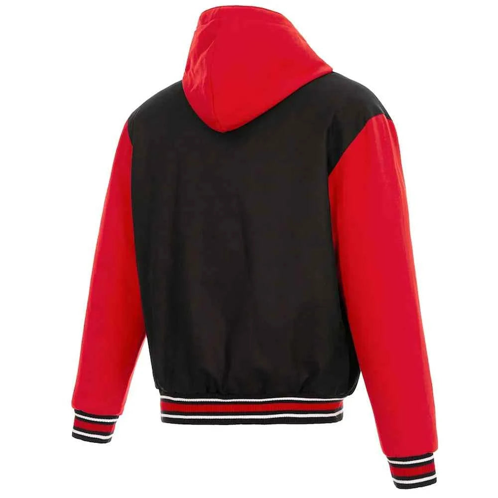 Atlanta Hawks Black and Red Varsity Hooded Jacket