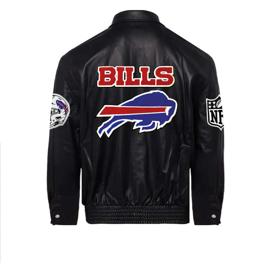 Buffalo Bills Black Leather Jacket – Back View