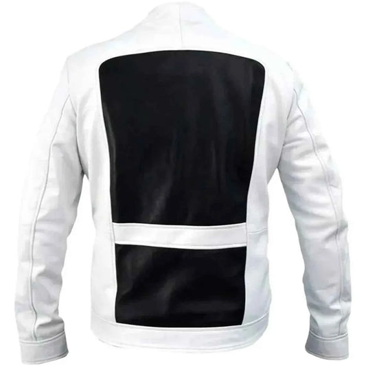 Black & White Leather Biker Jacket