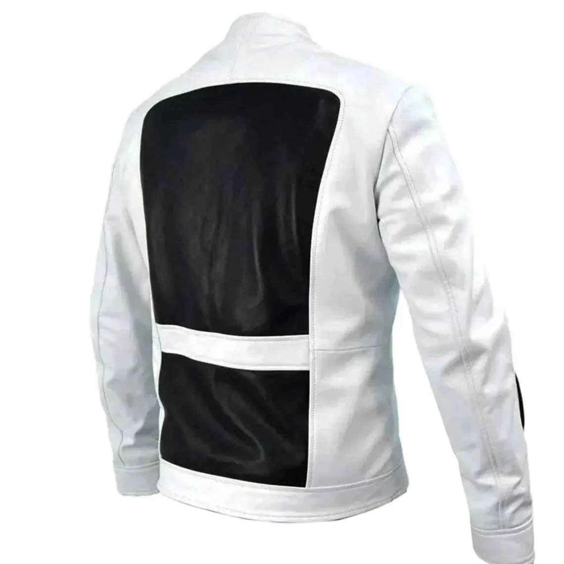 Black & White Leather Biker Jacket