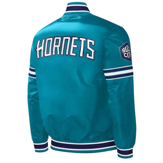 Charlotte Hornets Slider Teal Varsity Satin Jacket