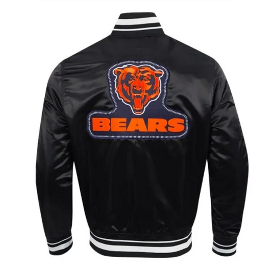 Chicago Bears Black Satin Jacket – Back View