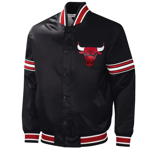 Chicago Bulls Black Satin Jacket – Side View