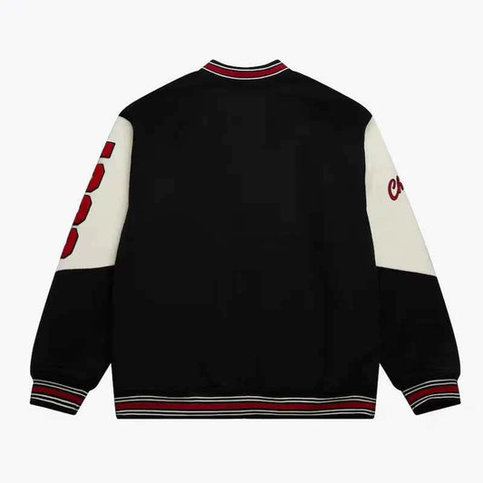 Chicago Bulls Team History Black Vintage Logo Varsity Jacket