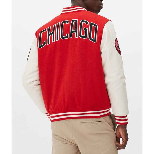 Chicago Bulls Varsity Red and Off White Jacket