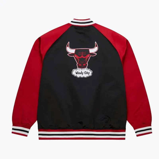 Chicago Bulls Vintage Logo Double Clutch Black Satin Jacket