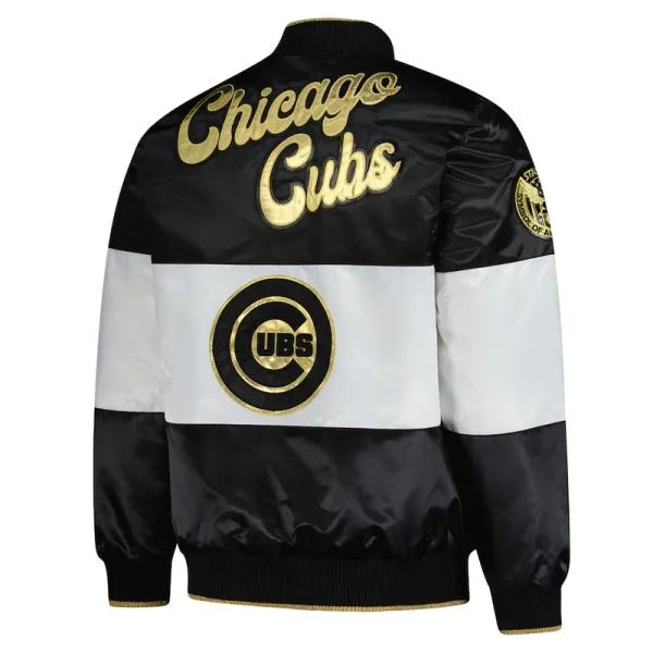 Chicago Cubs Black Satin Jacket – Side View