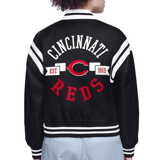 Cincinnati Reds Printed Logo Varsity Satin Jacket