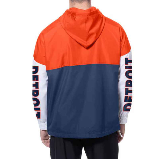 Detroit Tigers Color Block Navy/Orange Hoodie Windbreaker