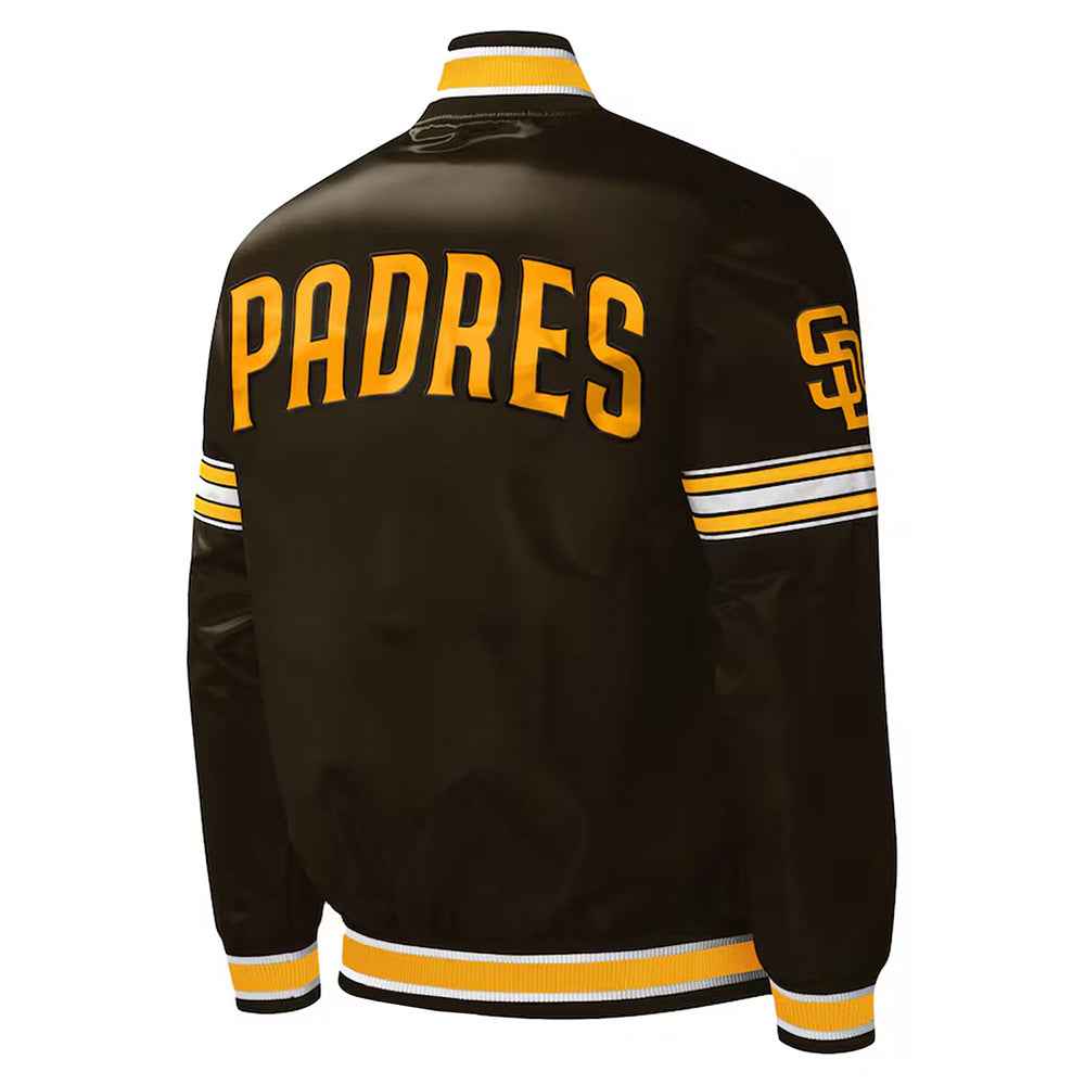 MLB San Diego Padres Midfield Brown Varsity Satin Jacket