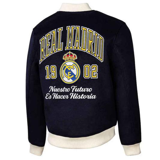 Men's Sport Design Sweden Navy Real Madrid Free Kick Wool Varsity Jacket