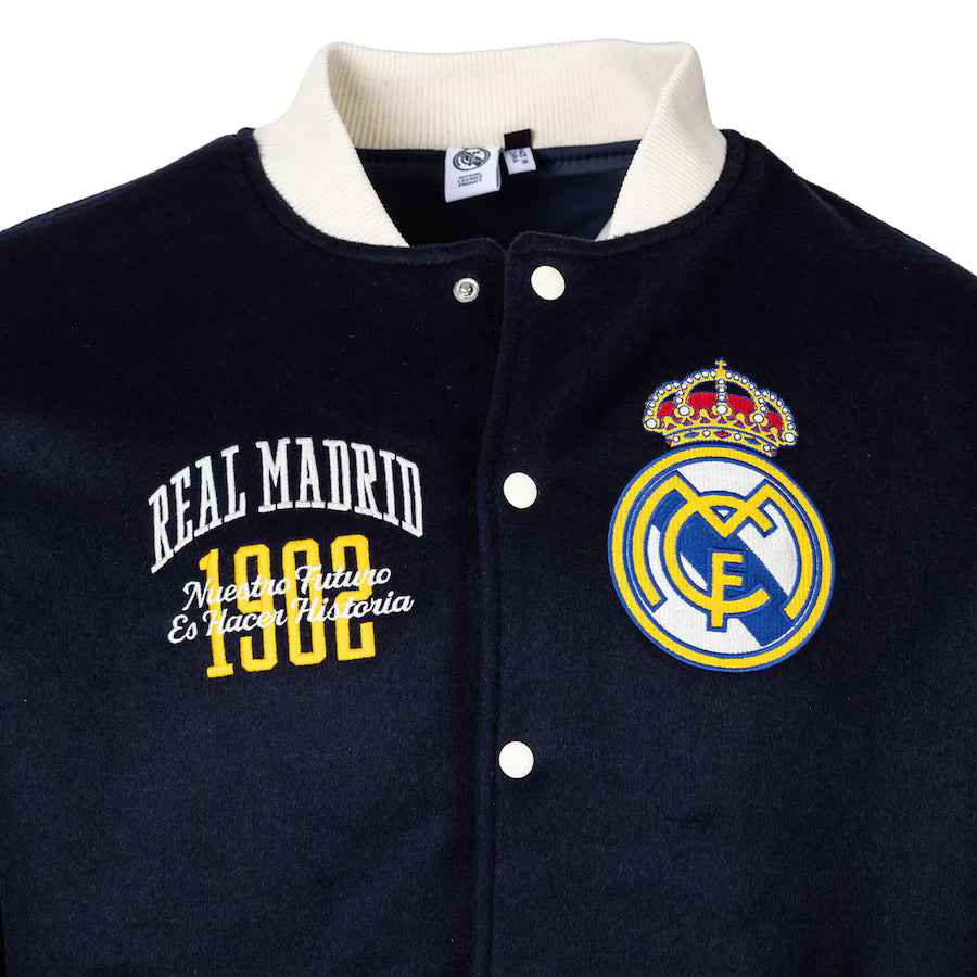 Men's Sport Design Sweden Navy Real Madrid Free Kick Wool Varsity Jacket
