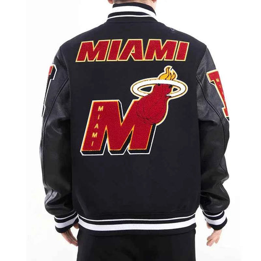 Miami Heat Mashup Logo Black Varsity Jacket