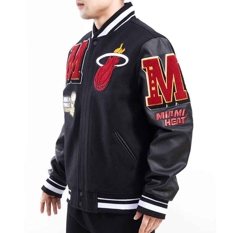 Miami Heat Mashup Logo Black Varsity Jacket