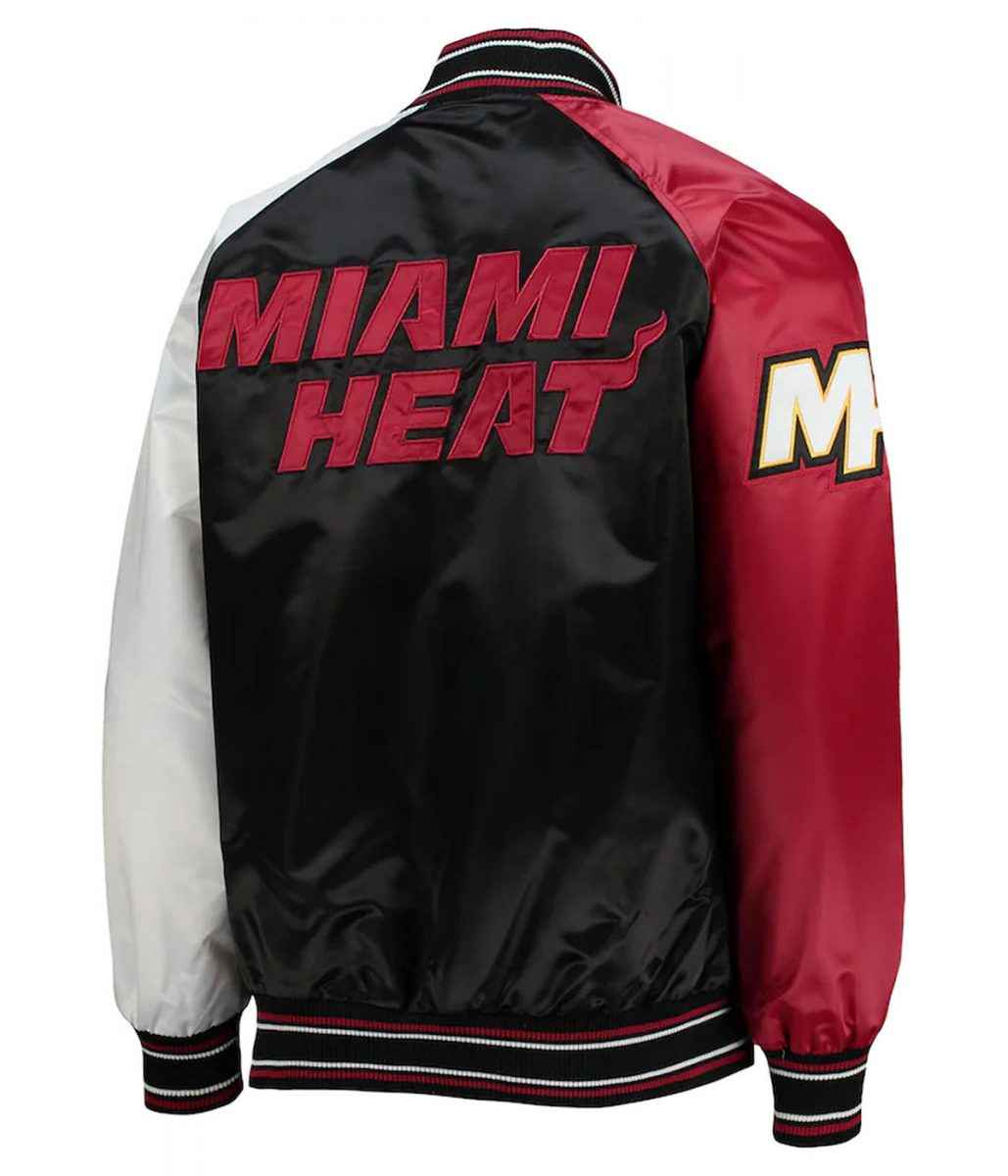 Miami Heat Reliever Full-Snap Black and Red Satin Jacket
