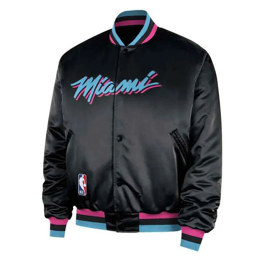 Miami Heat Remix Courtside Black Bomber Jacket