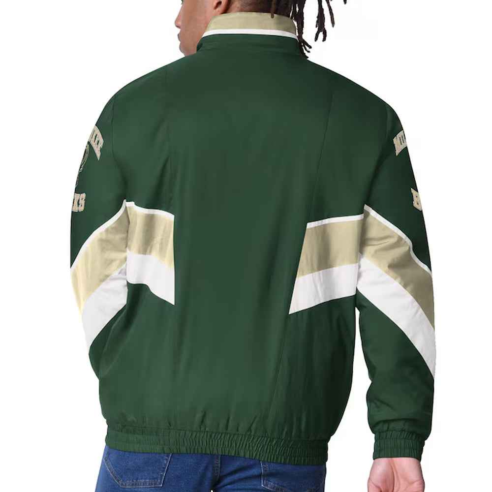 Milwaukee Bucks Captain Hunter Green Varsity Satin Jacket