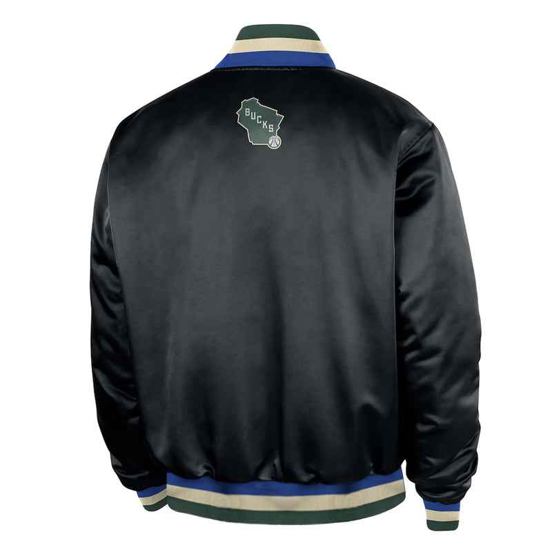 Milwaukee Bucks Remix Courtside Black Bomber Jacket
