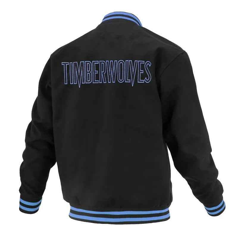 Minnesota Timberwolves Logoman Shadow Black Varsity Jacket