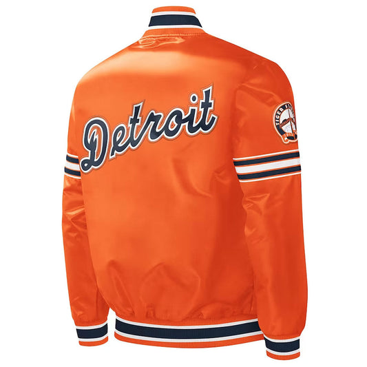 Detroit Tigers Orange Varsity Jacket – Back View