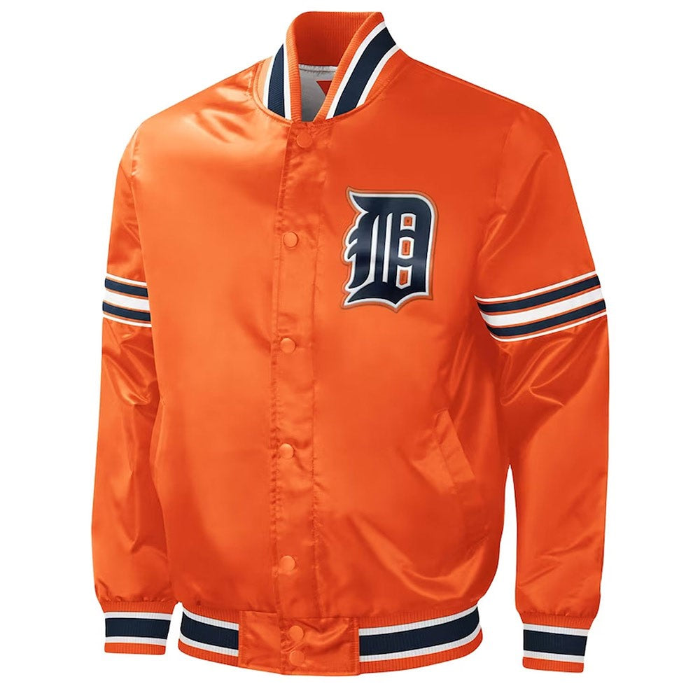Detroit Tigers Orange Varsity Jacket – Side View