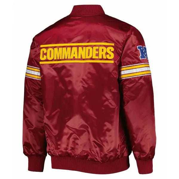 Washington Commanders Burgundy Satin Jacket – Back View