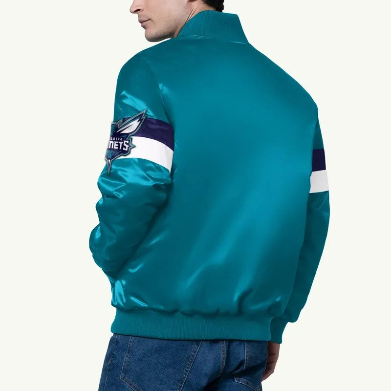 Charlotte Hornets Teal Varsity Jacket – Back View