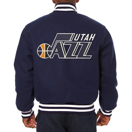 Utah Jazz Blue Varsity Jacket – Back View