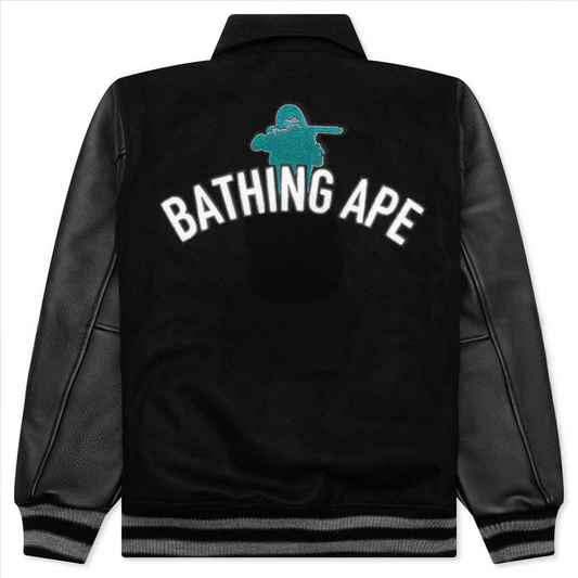Black Black Varsity Jacket – Back View