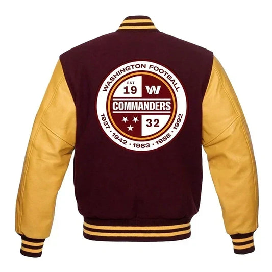 Washington Commanders Maroon Letterman Jacket – Back View
