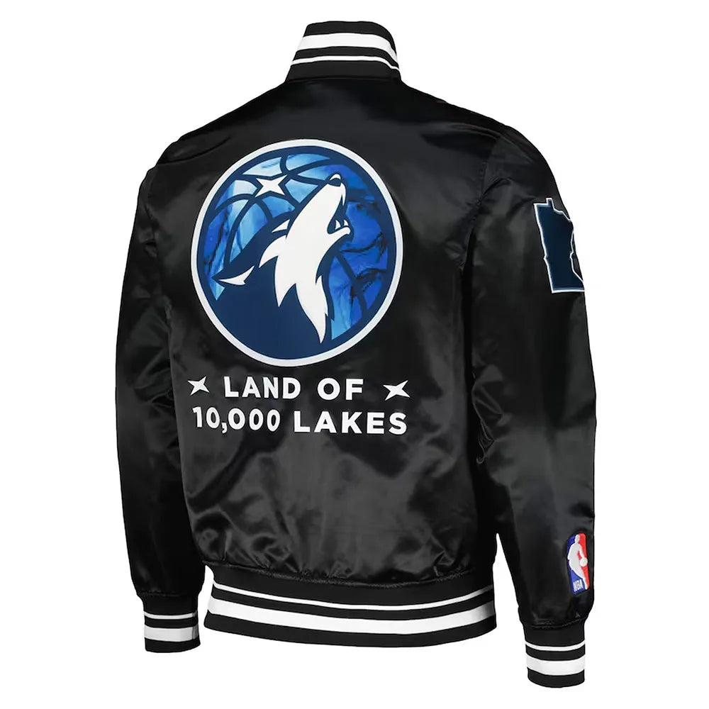 Minnesota Timberwolves Black Satin Jacket – Back View