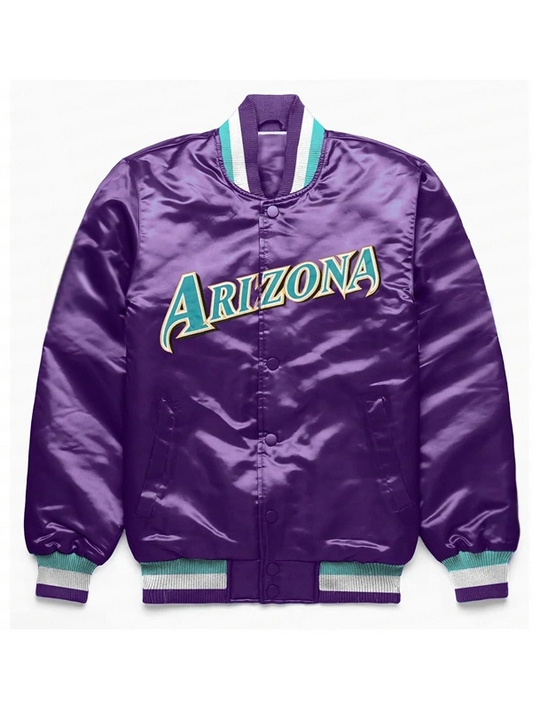 Arizona Diamondbacks Purple Satin Jacket – Front View