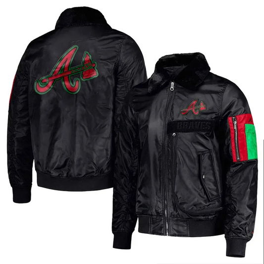 Atlanta Braves Black Sports Jacket – Front View