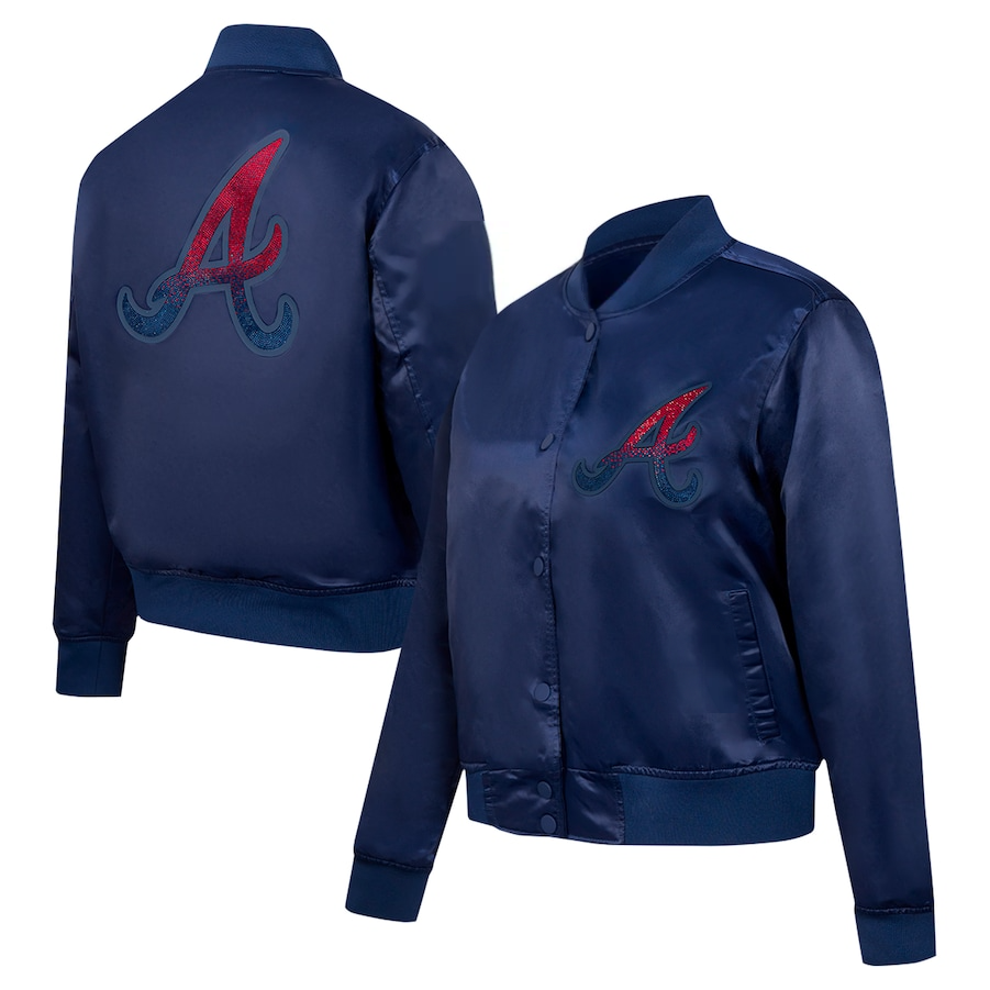 Atlanta Braves Blue Satin Jacket – Front View