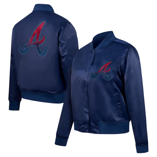 Atlanta Braves Blue Satin Jacket – Front View