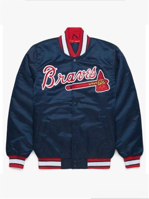 Atlanta Braves Blue Satin Jacket – Front View