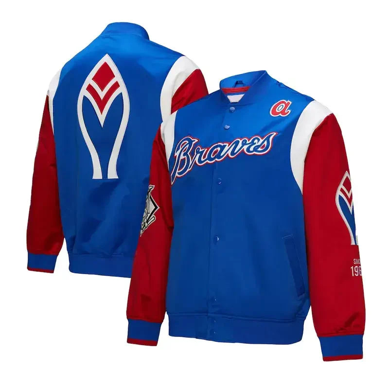 Atlanta Braves Blue Satin Jacket – Front View