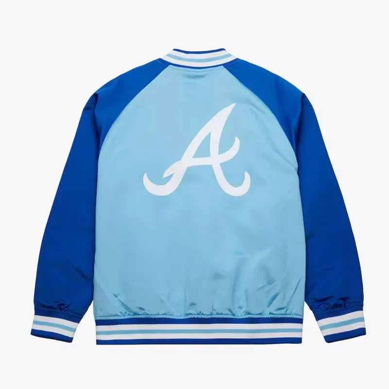 Atlanta Braves Vintage Logo Double Clutch Blue Satin Jacket