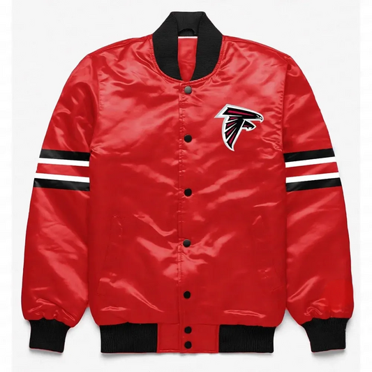 Atlanta Falcons Red Satin Jacket – Front View