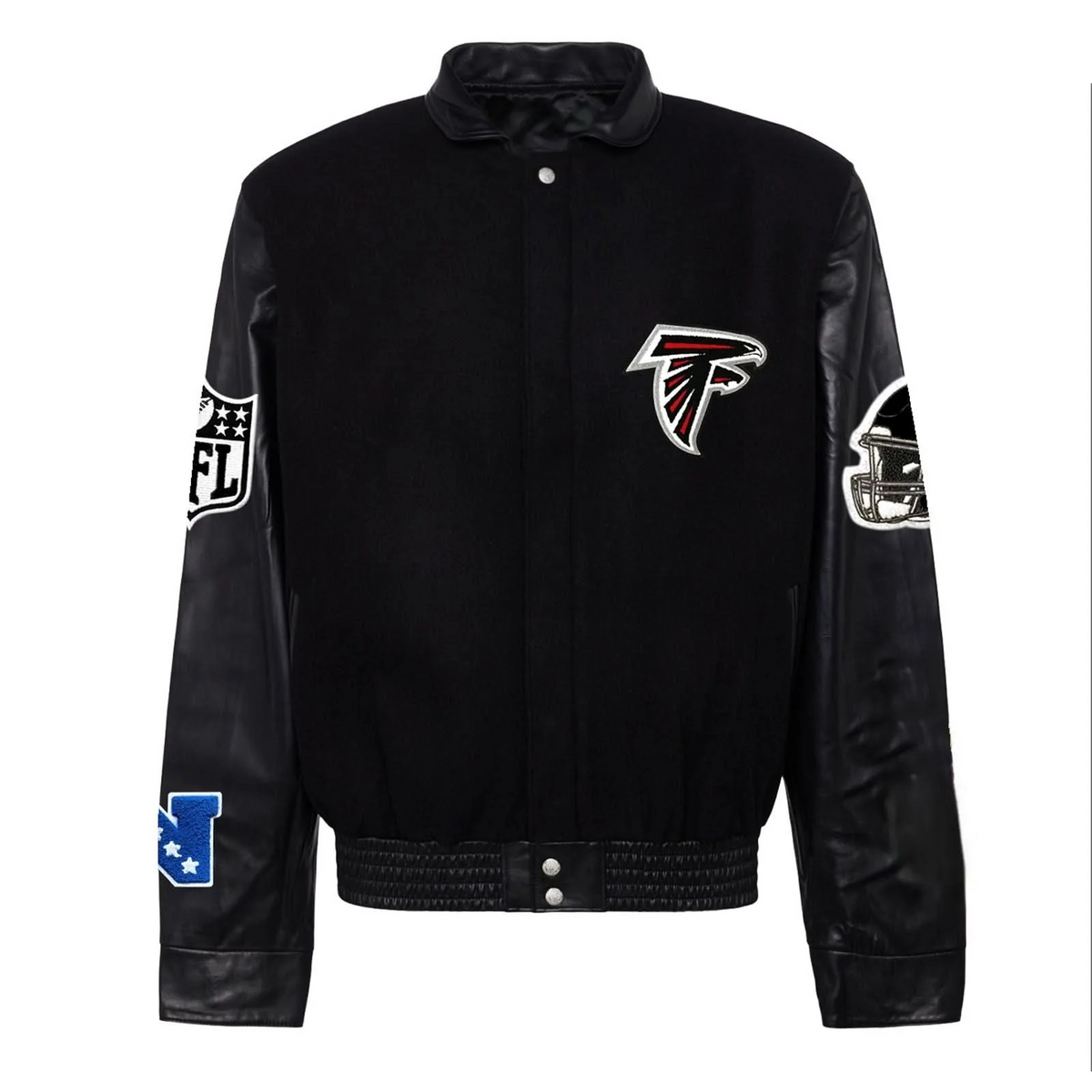 Atlanta Falcons Black Varsity Jacket – Front View