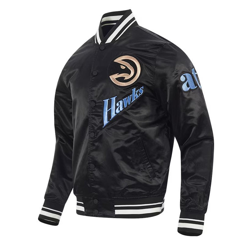 Atlanta Hawks Black Satin Jacket – Back View