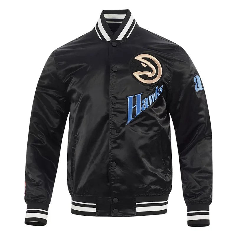 Atlanta Hawks Black Satin Jacket – Side View