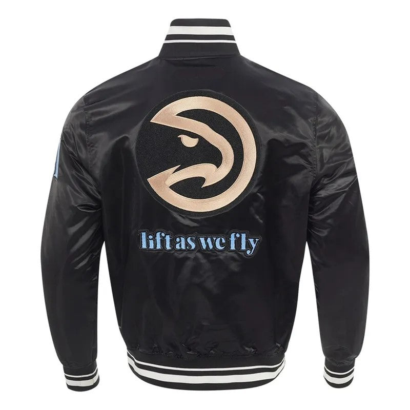 Atlanta Hawks Black Satin Jacket – Close-Up Detail