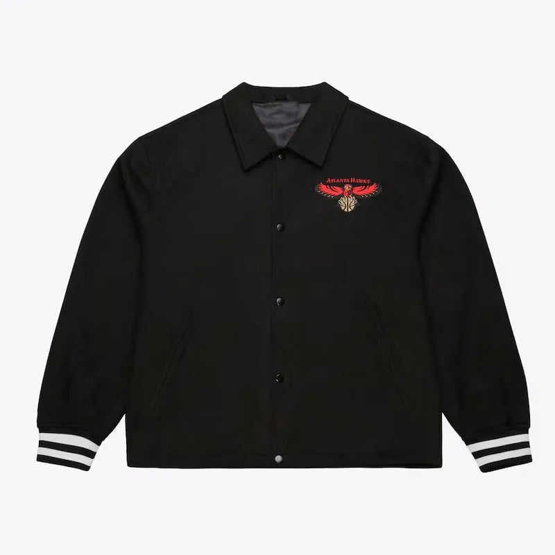 Atlanta Hawks Black Varsity Jacket – Front View