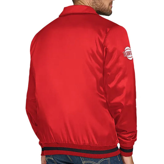 Atlanta Hawks Red Satin Jacket – Back View