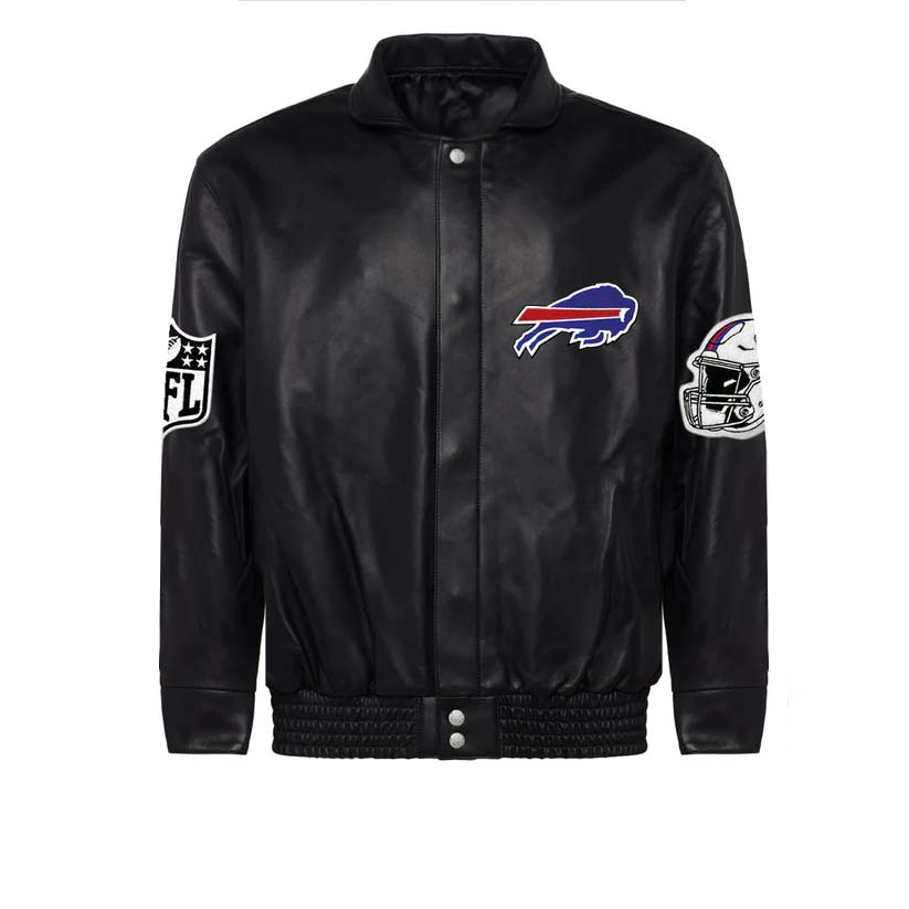 Buffalo Bills Black Leather Jacket – Front View