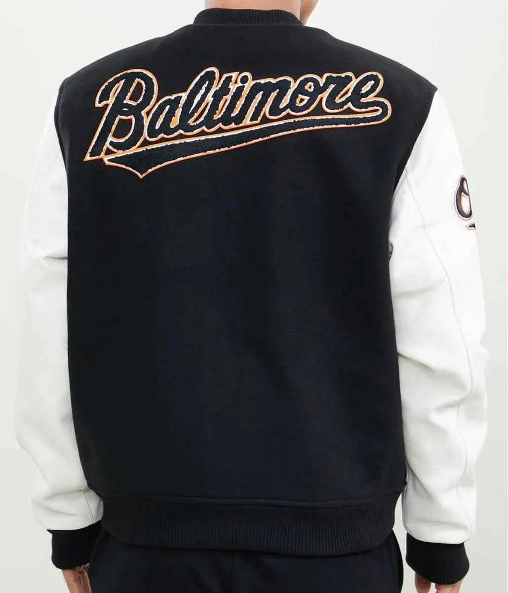Baltimore Orioles Black and White Letterman Jacket