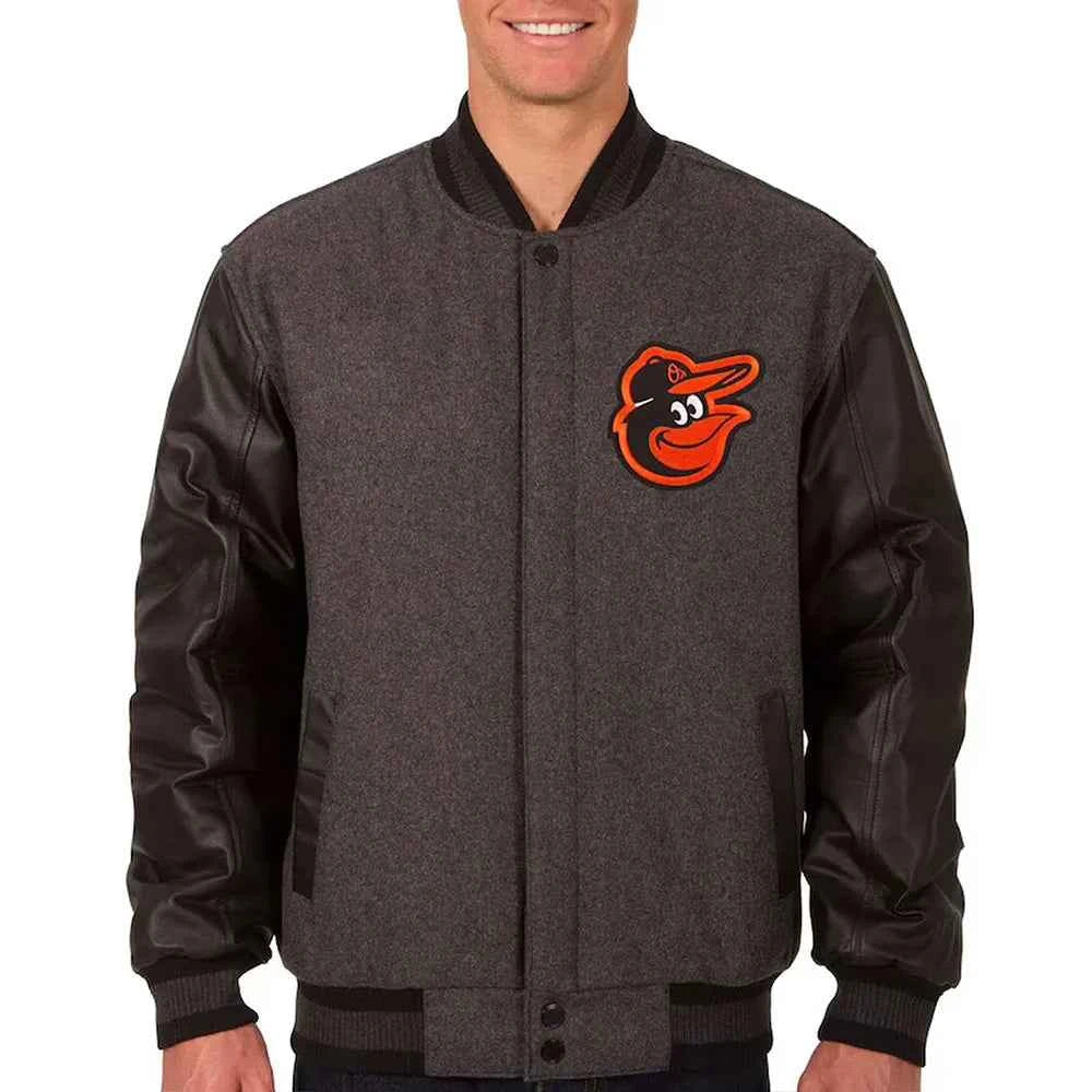 Baltimore Orioles Charcoal and Black Varsity Jacket