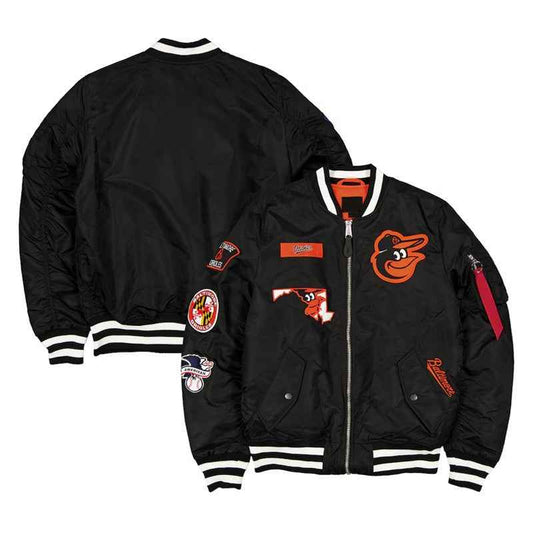 Baltimore Orioles Full-Zip Black Bomber Jacket